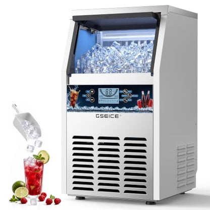 GSEICE Commercial Ice Maker Machine (80lbs/24H with 12lbs Ice Storage)