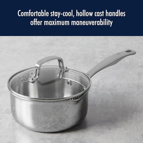 HENCKELS Clad H3 10-pc Induction Pot and Pan Set, Stainless Steel, Durable and Easy to clean