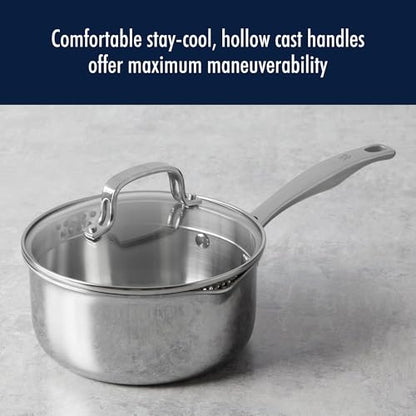 HENCKELS Clad H3 10-pc Induction Pot and Pan Set, Stainless Steel, Durable and Easy to clean