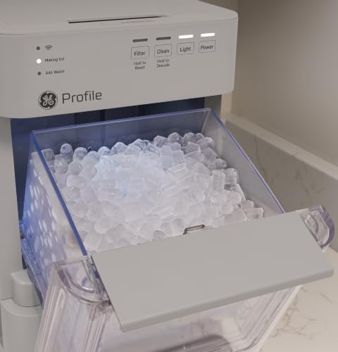 GE Profile Opal Mini Nugget Ice Maker, Portable Countertop Pellet Ice Machine, Soft Chewable Ice, 36 lbs Per Day, Top Fill Water Reservoir, 2 lb Bin, 6 Pack Descaler & Scoop Included, Stone Grey