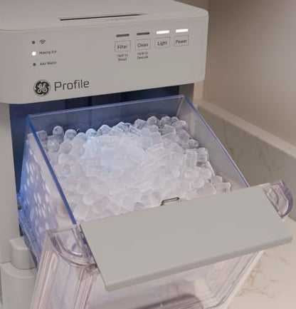 GE Profile Opal Mini Nugget Ice Maker, Portable Countertop Pellet Ice Machine, Soft Chewable Ice, 36 lbs Per Day, Top Fill Water Reservoir, 2 lb Bin, 6 Pack Descaler & Scoop Included, Stone Grey