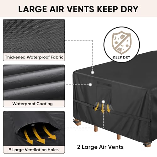 BALEINE Patio Furniture Covers, Outdoor Furniture Covers Waterproof, Heavy Duty Oxford Patio Table Cover for Outdoor Table, Chair, Sofa, Desk (Black, 108"L x 82"W x 28"H)