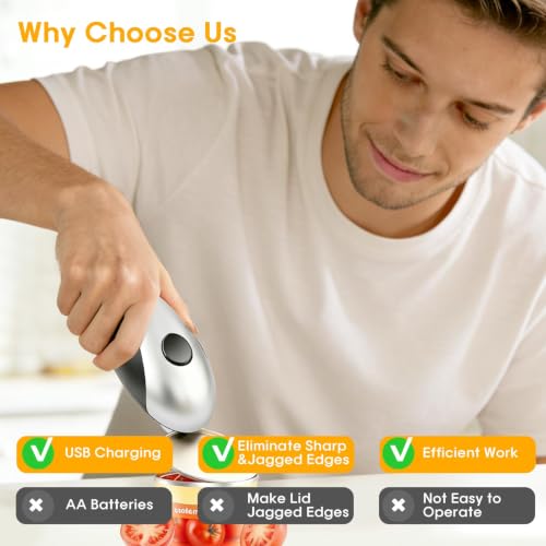 ZEUSORA Electric Can Openers in 2026: Automatic Can Opener Electric with Rechargeable. The Can Opener Creates A Smooth Edge, Making It The Best Gift for Seniors And Kids. Sliver & Black