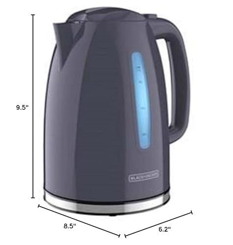 BLACK+DECKER 1.7L Cordless Electric Kettle, KE1555GY, Water Window, Rapid Boil, Auto Shutoff, Grey