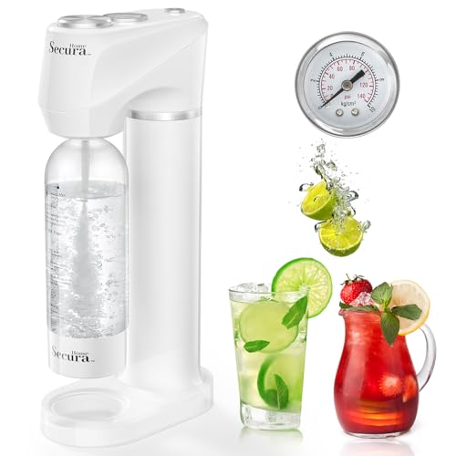 Secura Home Soda Streaming Machine Soda Maker, Sparkling Water and Carbonated Water Machine, Compatible with 60l Co2 Cylinders (Not Included)