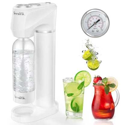 Secura Home Soda Streaming Machine Soda Maker, Sparkling Water and Carbonated Water Machine, Compatible with 60l Co2 Cylinders (Not Included)