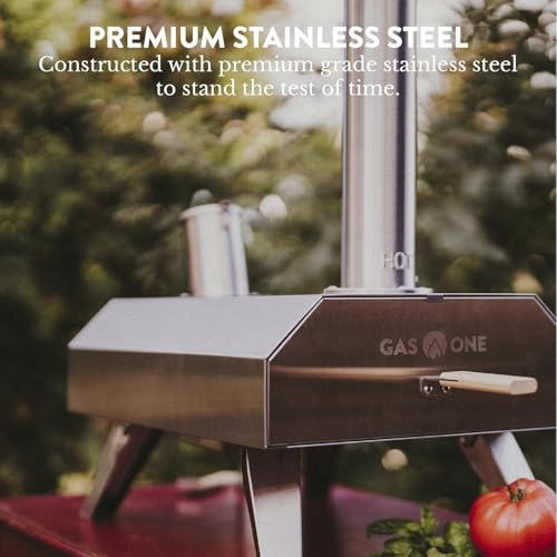 GasOne PZW-12A Pizza Ovens Wood Pellet 12” Pizza Oven Cooking Pizza Maker Portable Stainless Steel Pizza Grill - Portable Party, Tailgating, Backyard, Camping