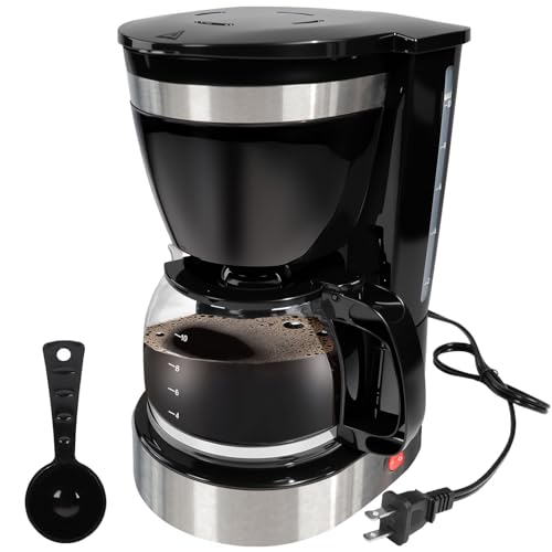 DITOSH 10 Cup Drip Coffee Maker One-Touch Anti-Drip Coffee Machine with Reusable Filter Carafe Auto Keep Warm Plate Spoon Coffee Pot Suitable for Home Use 110V
