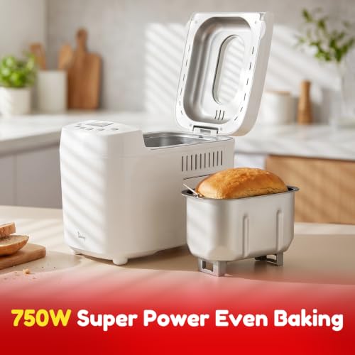 Davivy Bread Maker Machine 3LB with 2 Dough Kneading Paddles,15-in-1 Automatic Large Capacity Bread Machine Nonstick Bowl For Bread, Jam& Yogurt, 3 Loaf Sizes and 3 crust settings（silver，1.5kg）