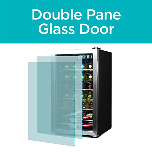 BLACK+DECKER 26 Bottle Wine Fridge with Interior Light and Mechanical Temperature Control, Compressor Cooling Wine Cooler Refrigerator with 4 Wine Racks and 1 Flat Shelf, Wine Bottle Chiller