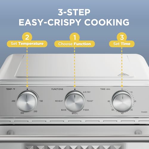 Midea Neo Air Fryer Toaster Oven Combo with Air Fry, Toast, Pizza, Broil, Bake, and Reheat Functions, 21.1 Quarts, Stainless Steel