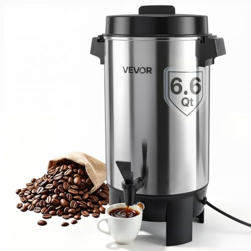 VEVOR Commercial Coffee Urn, 40 Cups, 6.3 qt 1090W Hot Beverage Dispenser