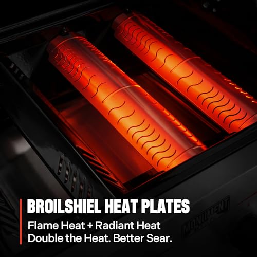 Monument Grills 4 Burner Propane Gas Grill with Advanced Broil Zone, Stainless Steel Outdoor Mesa 2 Barbecue Grill, Foldable Side Shelves, 500°F in 5 Mins, Assembles in 30 Minutes, Mesa II 410FBZ