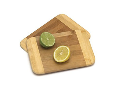 Lipper International Bamboo Wood Two-Tone Kitchen Cutting and Serving Board, Small, 7 3/4" x 6" x 1/4", Set of 2