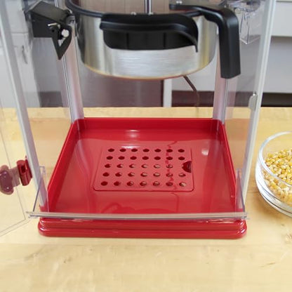 West Bend Stir Crazy Movie Theater Popcorn Popper, Gourmet Popcorn Maker Machine with Nonstick Popcorn Kettle, Measuring Tool and Popcorn Scoop for Popcorn Machine, 4-Qt., Red