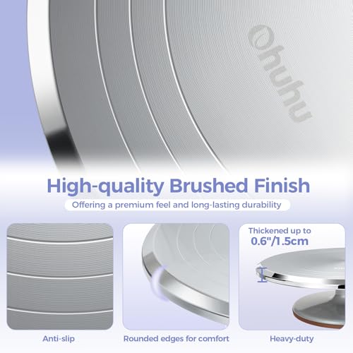 Cake Turntable, Ohuhu Aluminium 12'' Cake Decorating Kit Supplies Rotating Stand Revolving Spinner with 2 Icing Spatula 3 Comb Smoother