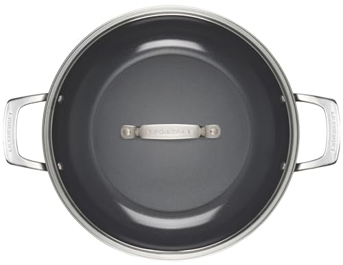 Le Creuset Essential Non-stick Ceramic Shallow Braiser with Glass Lid, 3.9 qt.