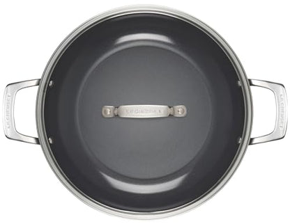 Le Creuset Essential Non-stick Ceramic Shallow Braiser with Glass Lid, 3.9 qt.