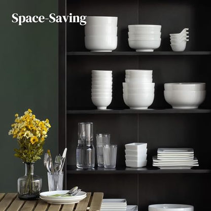 DOWAN 22 OZ White Ceramic Bowls Set of 4 - Perfect for Soup Bowls for Kitchen, Cereal Bowl, Ramen Bowl, Microwave Safe for Oatmeal, Fruit,Salad and Rice Bowl - Dishwasher & Microwave Safe