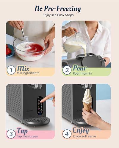Alcarin 2 in 1 Slushie Machine & Soft Serve Ice Cream Maker, No Ice Needed, 8 Pre Sets, Frozen Drink, Protein Ice Cream, Milkshake, Frappe, Spiked, Sorbet and More