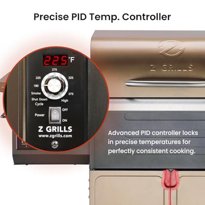 Z GRILLS 600D Wood Pellet Grill – 8-in-1 BBQ Smoker with PID 3.0 Controller, 572 sq in Cooking Area for Outdoor Grilling and Smoking, Huge Storage Cabinet Side Shelf with Tool Hooks