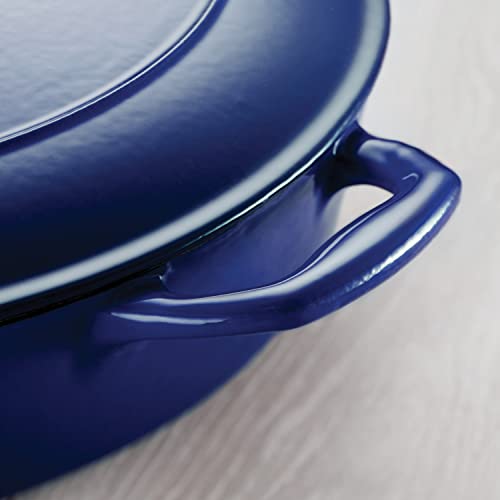 Tramontina Bestow Enameled Cast Iron Oval Dutch Oven Pot with Lid, Large 7-quart, Blue