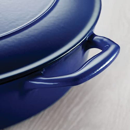 Tramontina Bestow Enameled Cast Iron Oval Dutch Oven Pot with Lid, Large 7-quart, Blue