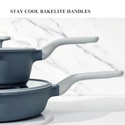 PRICUSIS Nonstick Saucepan with Lid, 2 Quart Ceramic Sauce Pan, Non Toxic Sauce Pot with Pour Spouts for Multipurpose Use, PTFE, PFOA & PFAS Free, Induction Compatible.