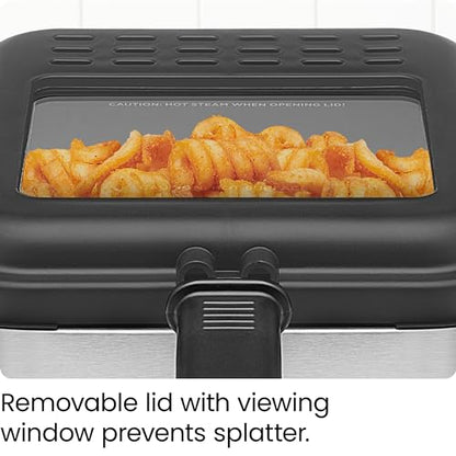 Chefman Fry Guy, The Most Compact & Convenient To Deep Fry Comfort Food, Restaurant-Style Basket With A 1.6-Quart Capacity, Easy-View Window & Adjustable Temp Control, Stainless - 1.5 Liter
