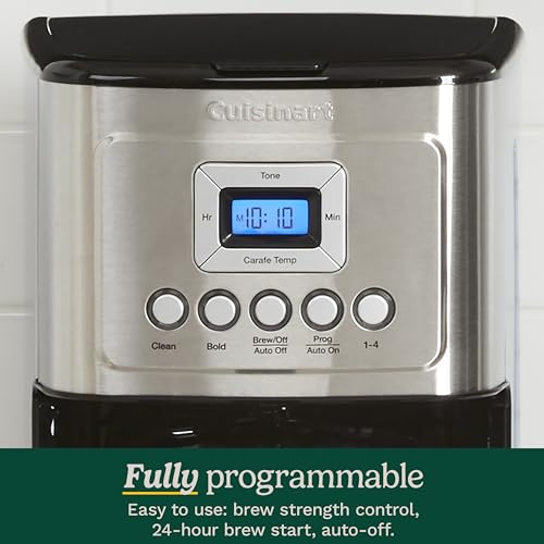 Cuisinart 14-Cup Coffee Maker, Programmable PerfecTemp Glass Carafe Coffee Machine with 1-4 Cup Setting, Brew Strength Control and Pause, Stainless Steel, DCC-3200NAS