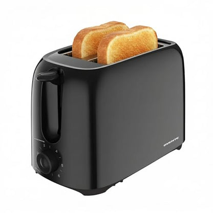 OVENTE Electric 2 Slice Toaster Machine with 6-Shade Browning Selector Setting, Compact Design and Removable Crumb Tray, 700W Power Perfect for Toasting Bread, Thin Bagels and Waffles, Black TP2210B