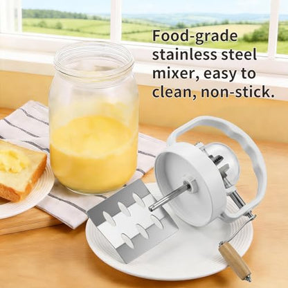 Hand Butter Churn , 50oz Classic Hand Crank Butter Maker One-Piece Cast Anti-Scratch Design, Make Full Batch of Butter at Once, Safer & More Durable.