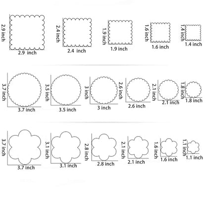 32Pcs Cookie Cutter Set, Biscuit Cutters Shapes, Multi-Size Sandwich Fondant Cake Fruit Vegetable Shapes Cutter Set,Include Square, Round, Star, Heart, Flower, Tree (6 Shapes)