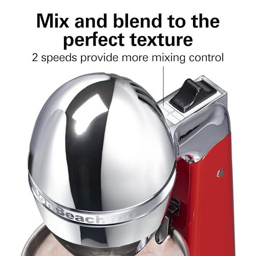 Hamilton Beach DrinkMaster Electric Drink Mixer, Retro Milkshake Maker & Milk Frother, 2 Speeds, Extra-Large 28 oz. Stainless Steel Cup, Red