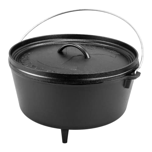 Lodge Pre-Seasoned Yellowstone Stamped Cast Iron Cookware - Use in the Oven, on the Stove, on the Grill, or Over a Campfire - Power Y 8 Quart Dutch Oven