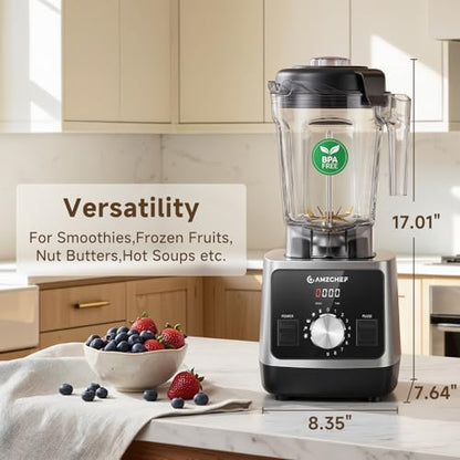 AMZCHEF 1800W Smoothies Blender, Ice-Crushing Countertop Blenders