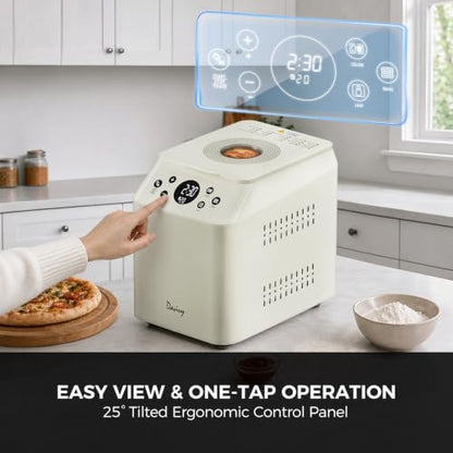 Davivy 3 LB Bread Maker, 20-in-1 Automatic Bread Machine with Ceramic Pan & Auto Fruit Nut Dispenser, Quiet Motor, Dual Heaters, 15H Delay Timer, for Large Family