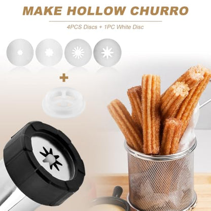 3-in-1 Stainless Steel Churros Maker Machine – Multifunctional Cookie Press with Piping Bag, Nozzles & Discs