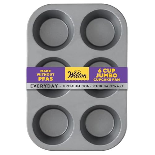 Wilton Everyday Non Stick Jumbo Muffin Pan for Oversized Muffins and Cupcakes, Made without PFAs, 6 Cup Capacity