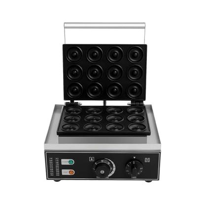 Donut Maker, 1550W Mini Donut Machine – 12 Donuts in 5 Min, Non-stick Coating Donut Making Machine, 50-300°C 0-5 Min Adjustable, Homemade Chocolate & Strawberry Donuts, 13.38 * 10.63 * 9.05in Silver
