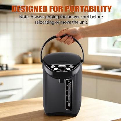 Rosewill Electric Hot Water Boiler and Warmer, Hot Water Dispenser with Auto Dispense Function, 5 Temperature Settings, Large Capacity 5.0 L (5.3 QT) - Black