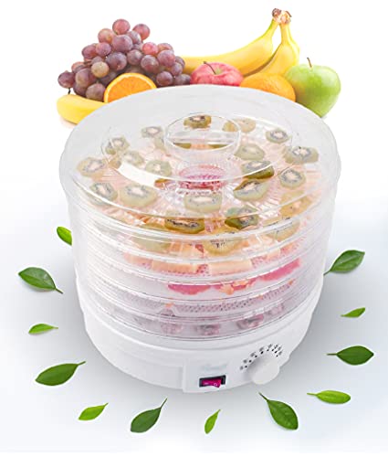 Rosewill Food Dehydrator Machine, 5 BPA-Free 12.6’ Trays, Adjustable Temperature Controls | 95-158°F | 350W, Jerky, Herbs, Fruit, Veggies, Dried Snacks, White