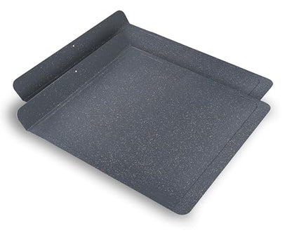 casaWare 2pc Large Flat Baking Cookie Sheet, 12.5 x 14-inch with a 1.5-inch Handle, Ceramic Non-Stick Coating (Silver Granite)