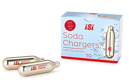 iSi North America Classic Sodamaker Set with Soda Siphon Chargers, 50-Pack - Stainless Steel 1-Quart Sparkling Water System & CO2 Carbonation Chargers for Carbonated Drinks, Juices, Cocktails