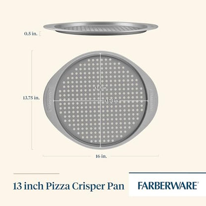 Farberware Nonstick Bakeware Round Pizza/Crisper Pan, 13 Inch, Gray