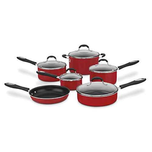 Cuisinart 55-11R 11-Piece Set Advantage Nonstick Cookware, Red