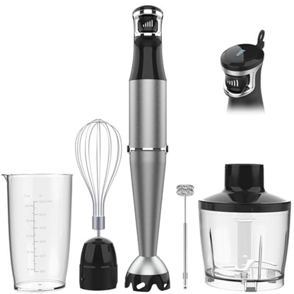 Turelar Immersion Blender Handheld Corded Hand Blenders Set 1100W, Trigger Variable Speed 5 in 1 Stick Emulsifier with Chopper, Whisk and Frother for Soup, Baby Food and Smoothies, Black