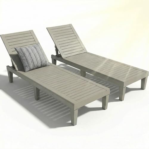 EFU Lounge Chair Outdoor,Set of 2 High-Impact PP Tanning Chairs