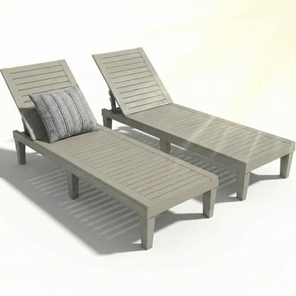 EFU Lounge Chair Outdoor,Set of 2 High-Impact PP Tanning Chairs