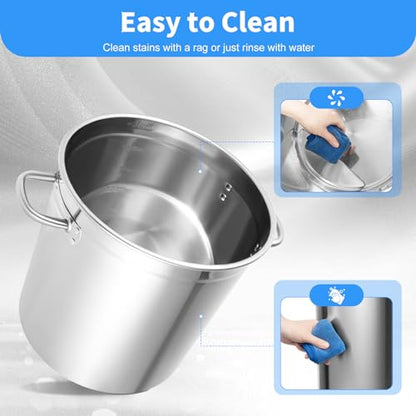 35L/30Qt Stainless Steel Stockpot, Kitchen Soup Big Cooking, Commercial Heavy Duty Canning Pot Stockpot with Lid and 2 Handles for Hotels Restaurants Kitchens Warehouses
